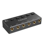 Cubilux 5-Way 6.35mm Audio Splitter, Multi 1/4” Headphone Splitter, Quarter Inch TRS AUX Splitter Box for Studio Monitors, Speaker, Guitar, Keyboard, Electronic Piano