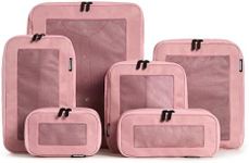 Aerotrunk Compression Packing Cubes for Travel - Luggage Organizer Bags - Double Zipper Packing Cubes for Suitcases (6-Pack, Pink)