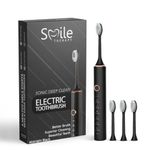 Smile Therapy Advanced Sonic Electric Toothbrush - 6 in 1 for Adults Kids, Rechargeable Long Battery Life 50 Days, with 4 Brush Heads, 6 Modes with 2 Minutes Smart Timer (Black, Electric Toothbrush)