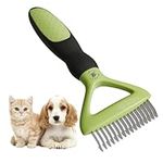 BeautyHunt Dematting Brush Comb for Dog and Cat, Pet Grooming Undercoat Rake, Detangler Brush for Dog hair Deshedding Tool Removes Knots and Tangled Hair