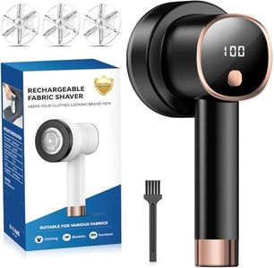 Smyeviva Rechargeable Fabric Shaver for Clothes: 6-Leaf Blades & 3 Speeds to Remove Pilling, Fuzz & Lint Balls - with LED Display, Portable Electric Lint Remover for Sweater, Couch, Blanket, Furniture