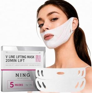 NING V Line Lifting Mask with 2400ppm Peptides, Collagen & Retinol, Dual Ear-Loop Chin Lifting Mask for Women, Adjustable Double-Lift Chin Strap & Jawline Shaper for Lower Face Firming & Tightening