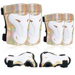 Bienbee Knee Pads for Women, Knee Pads Wrist Guard Knee and Elbow Pads Adult Protective Gear Set for Skateboard, Roller Skating, for Women Men Youth Adult Kids,Laser Gold L