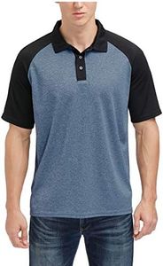 Men's Casual Short Sleeve Golf Polo Contrast Color Patchwork Pique Shirts Tops(Royal Blue-Black,XXL)