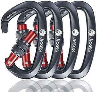 JRSGS 25KN Locking Climbing Carabiner Clips, UIAA Certified Rock Climbing Carabiner,Heavy Duty Carabiners Equipment,Large Size Carabiner for Climbing, Rappelling,Hunting and Rescue (Grey&Red 4Pcs)