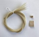 MI&VI Mongolian Horse Hair for Violin, Viola Bows - Unbleached, White 29.5" (1 Hanks, Prepared, Includes Plug and Wedge)