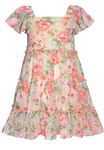 Bonnie Jean Girls' Tiered Chiffon Dress - Natural, 8