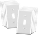 ELEGRP Toggle Light Switch Wall Plate, 1-Gang Standard Size Switch Covers, Unbreakable Polycarbonate Replacement Faceplates Covers, UL Listed, Color-matched Screws Included (10 Pack, Glossy White)