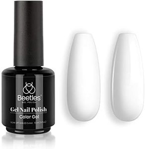 Beetles 1 Pcs 15ml White Color Soak Off Gel Polish for Nail 3pcs 7.5ml Gel Top Coat Base Coat & Cuticle Oil Set, Beetles Gel Nail Polish