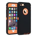 smartelf Case for iPhone 6/6s Heavy Duty With Built-in Screen Protector Shockproof Dust Drop Proof Protective Cover Hard Shell for Apple iPhone 6/6s 4.7 inch-Black/Orange