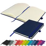 A5 Notebook Writing Pad New Lined Hardback Journal Notepad Notes Diary Pad (Navy)