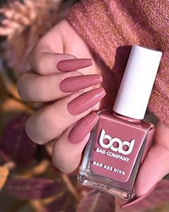 BAD COMPANY Glossy Finish Nail Polish 10ml, No Toxin Glossy Nail Lacquer, Long Lasting, Chip Resistant, Vegan, Quick Dry & Cruelty-Free Glossy Nail Paint Fearless 74 (Brown Nail Polish)