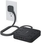 Black Surge Protector Power Strip, TESSAN Flat Plug Extension Cord 5 FT with 6 Outlets 3 USB Charger (1 USB C), 1700J Protection Multiple Outlets Charging Station for Home, Office, College Dorm Room