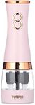 Tower T847004PNK Electric Salt and Pepper Mills, Battery Operated with Adjustable Ceramic Grinders, Pink and Rose Gold