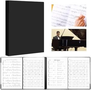 Classeur à partitions 4 côtés - Pliable - Format A4 - Avec 52 pochettes transparentes - Noir - Classeur de musique - Dossier de présentation - Pupitre de musique pour partitions d'instrumentaliste et