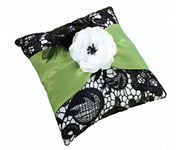 Lillian Rose Green Black Lace Flower Wedding Ring Pillow