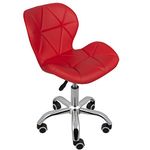 Charles Jacobs Home Office Swivel Computer Desk Chair with a Height Adjustable Chrome base and Wheels - Red PU