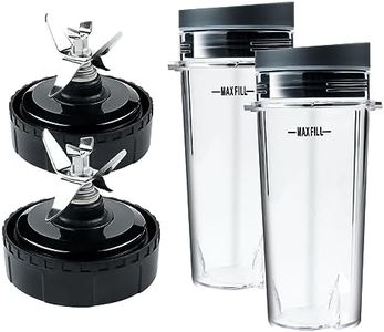 Cups Compatible with Nutri Ninja blender,Ninja smoothie blenders,2 Pack 6 Fins Blade Assembly and 2pack 16 oz Cup,suitable for BL770 BL771 BL772 BL740 BL780 BL660 BL663 (3.35 inch)