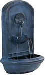 Sunnydaze Seaside 27-Inch Polystone Outdoor Wall Fountain - Electric Submersible Pump - Lead Finish