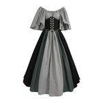 Women Gothic Dresses Clearance for Ladies Halloween One Shoulder Dress Vintage Lace-up Corset Evening Dress Elegant A-line Large Swing Cocktail Dresses Medieval Plus Size Wedding Guest Dress S-5XL