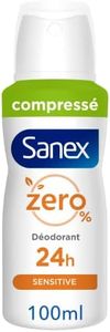 SANEX - Déodorant Spray Zéro% (0%) Peaux Sensibles - Déodorant pour Homme et Femme - Efficacité 24 h - Sans Alcool, Sans colorants - Format Compressé 100 ml