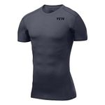 TCA Boys' HyperFusion Compression Base Layer Top Short Sleeve Under Shirt - Graphite, 12-14 Years