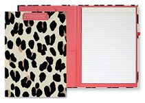 Kate Spade New York Leopard Print A4 Clipboard Folio with Low Profile Clip, Professional Padfolio Includes Lined Notepad, Pen Loop, and Pocket, Forest Feline