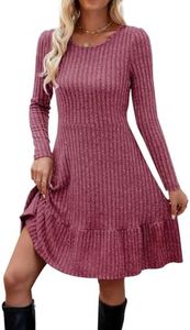 Zetieny Vestidos Mujer Suéter de Punto de Manga Larga Cuello Redondo A-Line Casual Túnica Vestidos de Otoño Invierno
