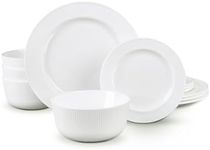 LaGlint Dinnerware Sets for 4, 12 Pieces Opal Glass Plates and Bowls Set, Dishwasher and Microwave Safe Dish Dinning Ware, Chip and Scratch Resistant Dishware White