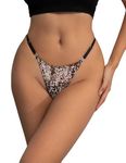 ohmydear Leopard Print Thongs for Women Plus Size Underwear Sexy Silk Knickers Low Rise Micro G String Panties Seamless Tanga Briefs Ladies Thong