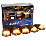 iJDMTOY 5pc Clear Lens Amber LED Cab Roof Marker Light Kit Compatible With Dodge RAM 1500 2500 3500 Ford F-Series Chevy/GMC Trucks etc