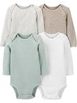 Simple Joys by Carter's Baby 4-Pack Thermal Long-Sleeve Bodysuits, Neutrals, 12 Months