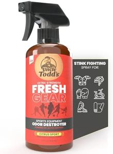 Uncle Todd's Fresh Gear Sports Equipment Odor Eliminator Spray - Extra Strength Enzyme-Powered Deodorizer for Football, Hockey, Gym Bags, and Athletic Gear - Citrus Sport Scent - 16oz