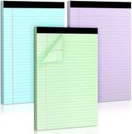 Colored Legal Pads, 3 Pack Writing Pads 8.5 x 11 inch, Micro Perforated Notebooks with Sturdy Back, Wide Ruled, 30 Sheets Per Writing Pad for School, College, Office, Professional (Blue/ Purple/Green)