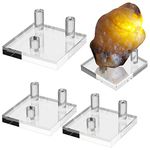 Hipiwe Clear Acrylic Display Stand - Three-Peg Display Easel Stands for Fossil Coral Geodes Rock Mineral Agate Small Collectibles, Set of 4