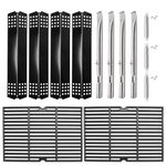 Criditpid Barbecue Replacement Parts for Master Chef G45308, G45311, G45301, G45303, G45309 Models. Heavy Duty Cast Iron Grates Cooking Grates, Heat Shields, Burner Tubes & Crossover Tubes Kit.