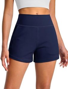 BAYDI Clouduxi Athletic Shorts for Women High Waisted 3 Inch Wide Leg Workout Running Yoga Shorts with Pockets Navy Blue