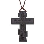 COTTVOTT Wood Orthodox Cross Pendant Necklace Christian Crucifix Necklace Prayer Jesus for Women Men, Wood