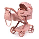 Bayer Baby Dolls Pram XEO - Convertible Doll Pushchair, Carrycot & Changing Bag - Stroller with Adjustable Handle Height for Girls, Tall Dolls Pram for 6+, 3-5 Year Olds - Floral Pink