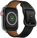 Hepsun Compatible with Apple Watch Bands 38mm 40mm 41mm Genuine Leather Strap Crazy Horse Sport Retro Wristbands for iWatch SE/SE2 Band Series 8 7 6 5 4 3 2 1 Men Women Strap (Black, 38/40/41mm)