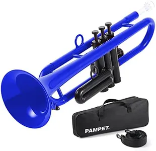 PAMPET Professional Plastic Bb Trumpet Standard Trumpet Set for Student Beginner With 7C Mouthpiece and 3C Mouthpiece,Bb Trumpet Instrument, Blue