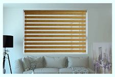 ZEBRA BLINDS Polyester Curtain for Windows Or Outdoor Décor, Gold, W146 X H130 CM