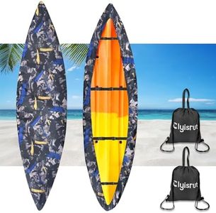 Clyisrut 2 Pack Outdoor Storage Waterproof Kayak Covers, Canoe Covers Boat Cover Accessories, UV Protection Ultra Shade, Dust Cover for Fishing Boat Canoe (10-11.5FT,Dark Camouflage)