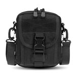 CarryTrip Black Sling Bag Unisex Multipurpose Tactical Bag Hiking Utility Belt Bag Molle Pouch Black Color