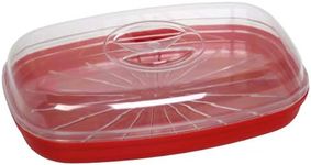 Easy Cook NS626 Microwave Fish Streamer/Poacher, Red Base, Clear Lid, 270mm