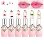 Skynest Clear Flower Jelly Lipstick, 6 Packs Nutritious Moisturizer Lip Balm Temperature Color Change Lipstick Matte Long Lasting Lip Gloss (Pink)