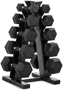 CAP Barbell 150-Pound Coated Hex Dumbbell Weight Set with Comfort Grip, A-Frame Rack