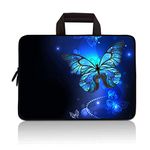 14 15 15.4 15.6 inch Laptop Handle Bag Computer Protect Case Pouch Holder Notebook Sleeve Neoprene Cover Soft Carrying Travel Case for Dell Lenovo Toshiba HP Chromebook ASUS Acer (Blue Butterfly)