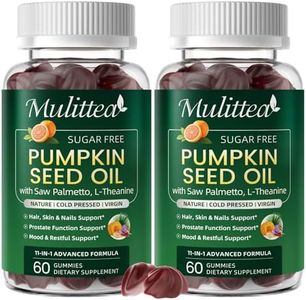 (2 Pack) Pumpkin Seed Oil with Saw Palmetto Gummies, Plus L-Theanine for Mood, Hair & Prostate Support* -Virgin Cold Pressed, Essential Fatty Acids & Phytosterols |Non-GMO| for Women & Men-60 Chews
