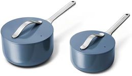 Caraway Nonstick Ceramic Sauce Pans with Lids (3 qt & 1.75 qt) - Non Toxic, PTFE & PFOA Free - Oven Safe & Compatible with All Stovetops (Gas, Electric & Induction) - Navy